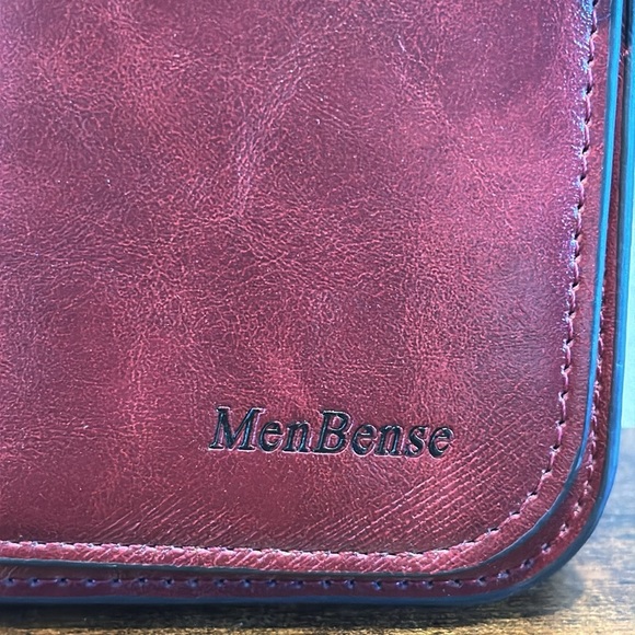 Solid Menbense burgundy leather men or woman’s wallet. - Picture 2 of 9